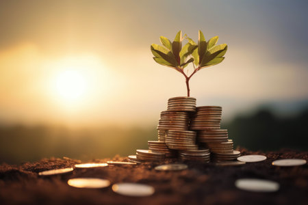 Plant coins. coin fund seed. Generate AIの素材