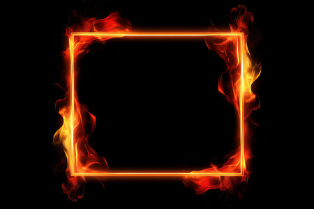 Rectangle fire frame. gold space. Generate AIの素材