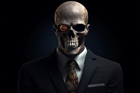 Skeleton business suit dark. office happy. Generate AIの素材