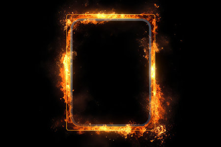 Rectangle fire frame. gold space. Generate AIの素材