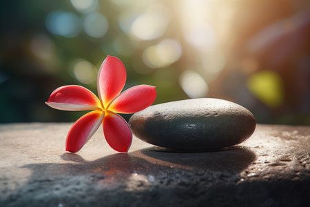 Spa stones orchids. Luxuri red color. Generate AIの素材