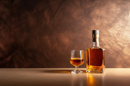 Whiskey mockup background. Alcohol bar. Generate AIの素材