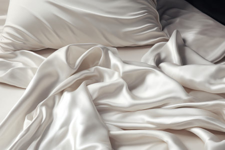Bedding white silk. Cloth satin. Generate AIの素材