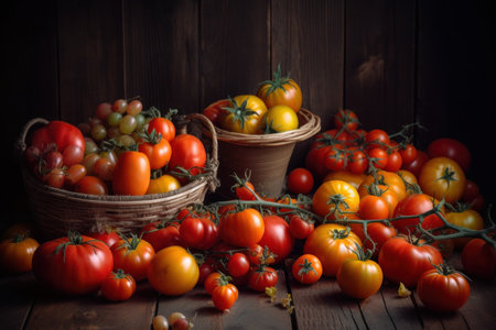 autumn vegetables. Rustic nature raw. Generate AIの素材