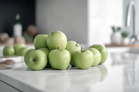 green apple view. fly view fruit. Generate AIの素材