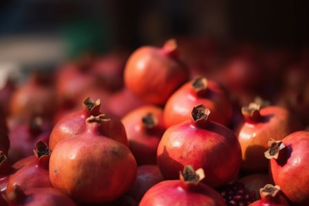 Juicy ripe pomegranate. seed color leaf. Generate AIの素材