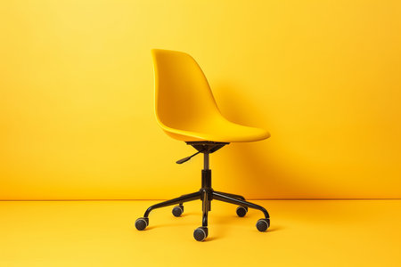 Office yellow chair. wheel furniture. Generate AIの素材