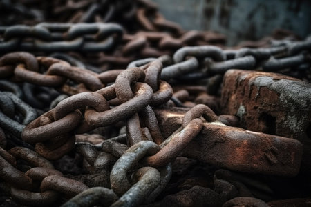 old iron chain metal. vintage rust. Generate AIの素材