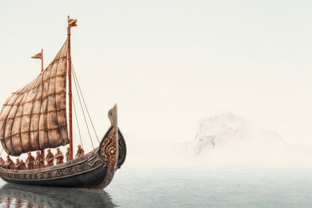 Viking ship mast. metal scenic. Generate AIの素材