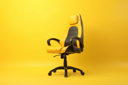Office yellow gaming chair. Studio seat. Generate AIの素材
