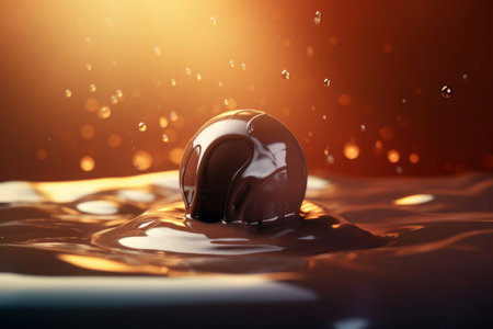 Chocolate bonbon liquid. Food milk truffle. Generate AIの素材