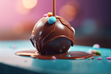 Chocolate bonbon. Dark sweet food. Generate AIの素材