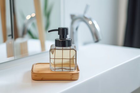 Glass soap dispenser ceramic. skincare. Generate AIの素材