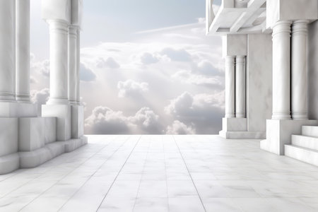 Architecture background clouds. Structure indoor. Generate AIの素材