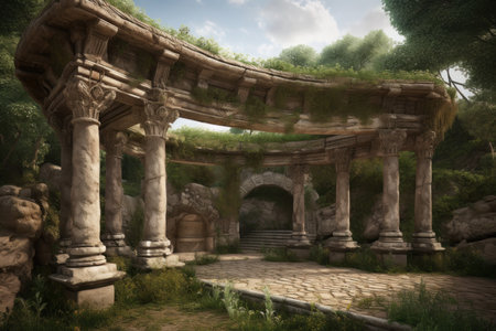 ancient pergola forest. summer nature. Generate AIの素材