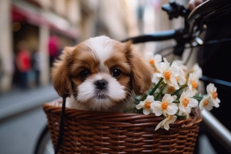 Brown small puppy. domestic canine. Generate AIの素材
