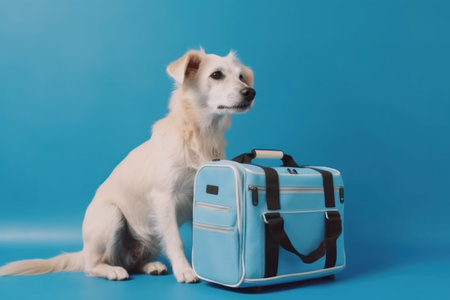 dog travel bag pet. Vacation funny. Generate AIの素材
