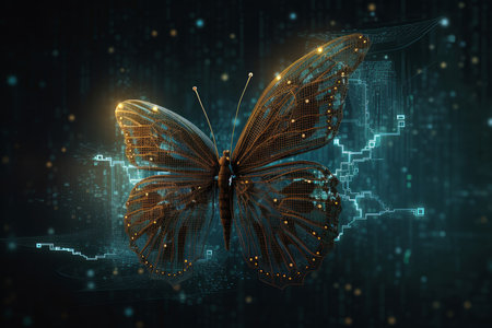 information technology butterfly. internet economy. Generate AIの素材