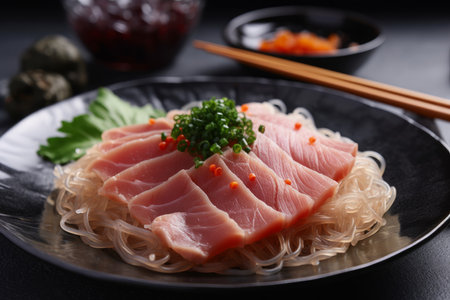 Sashimi tuna noodles dinner. Dish food. Generate AIの素材