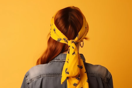 Woman yellow bandanna. fashion element. Generate AIの素材