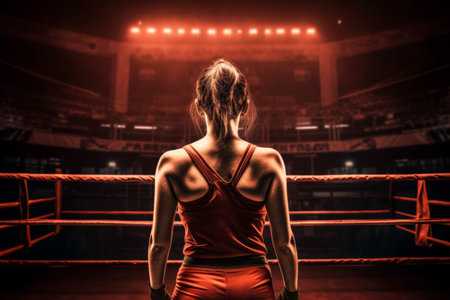 Woman boxer ring sport. gym training. Generate AIの素材