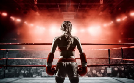 Woman boxer ring. training female. Generate AIの素材