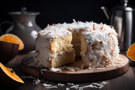 Coconut cake bakery pastry. Slice lime. Generate AIの素材