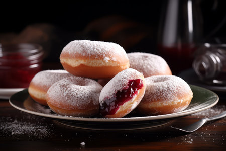 Donuts jelly baked. Sugar donut. Generate AIの素材