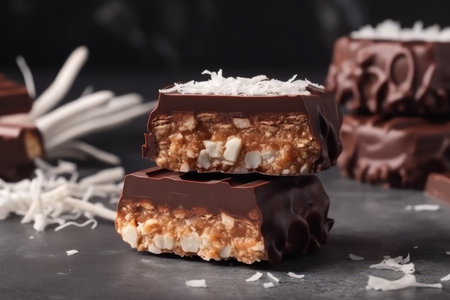 Milk chocolate coconut food. Organic snack. Generate AIの素材
