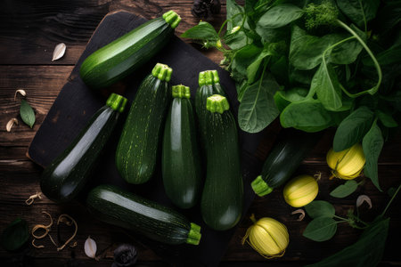 Ripe zucchini food. Vegetarian nature. Generate AIの素材