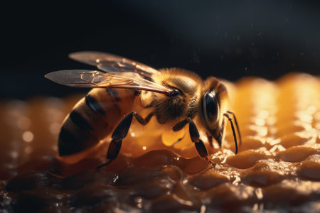 Honeycomb honey bee. Insect pollen. Generate AIの素材