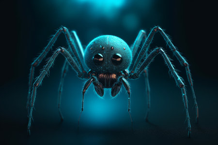 Spider blue eyes nature. Prey animal. Generate AIの素材