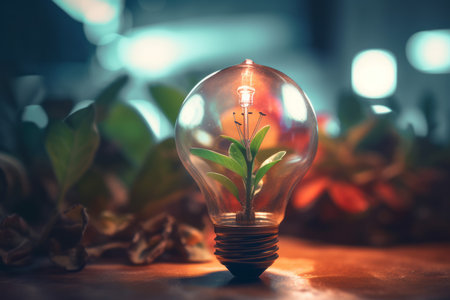 Sprout idea bulb. life lamp light. Generate AIの素材