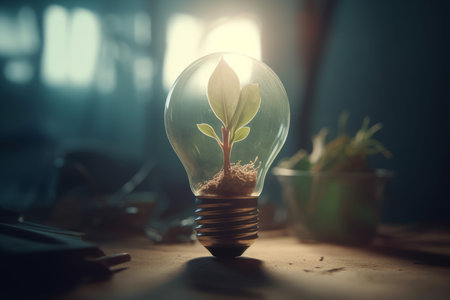 Sprout idea bulb tree. creative seeds. Generate AIの素材