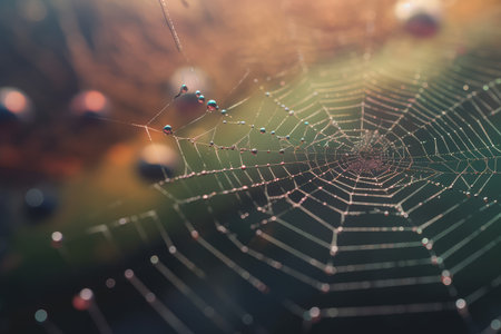 Spider web background. Silk macro. Generate AIの素材