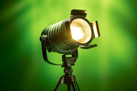 Studio flash light green wall. space reflector. Generate AIの素材
