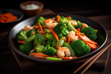 vegetable shrimp. spring prawn asia. Generate AIの素材