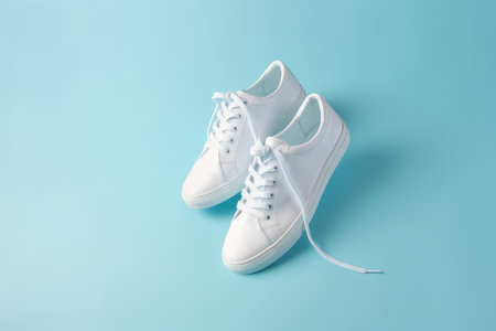 Stylish white sneakers cloth. Modern shoes. Generate AIの素材
