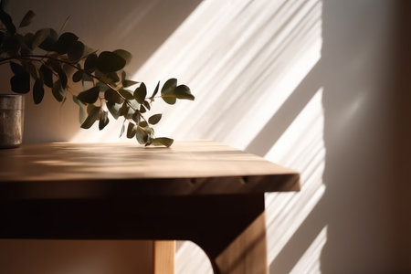 Table shadow plant pot. natural interior home. Generate AIの素材