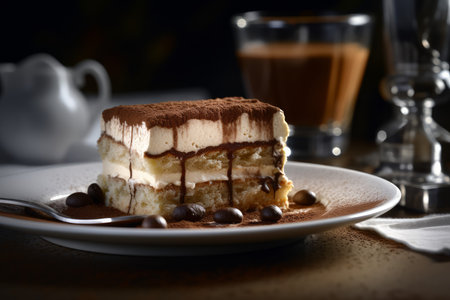 Tiramisu dessert coffee. sweet cuisine. Generate AIの素材