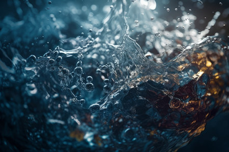 Detailed water splash bubbles. fluid nature. Generate AIの素材