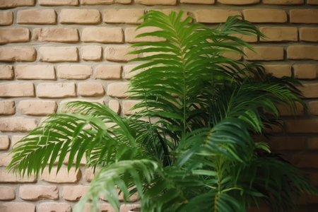 Tropical green plant pot. fern bush. Generate AIの素材