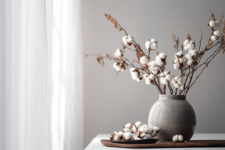Vase cotton branches soft. natural organic. Generate AIの素材