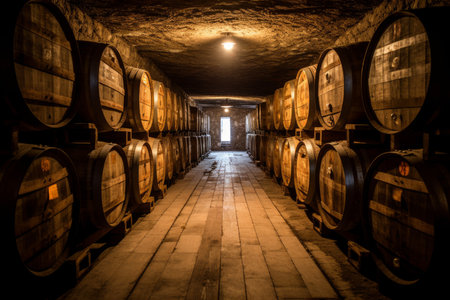 Whiskey cellar glass. old store. Generate AIの素材