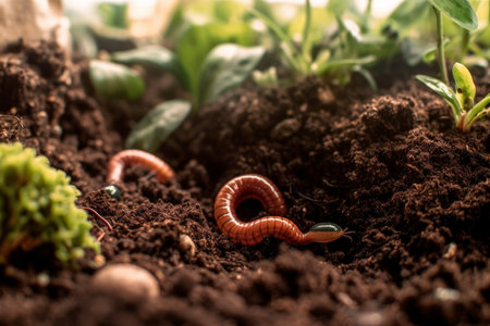 Worms soil. Bio ecology organic. Generate AIの素材