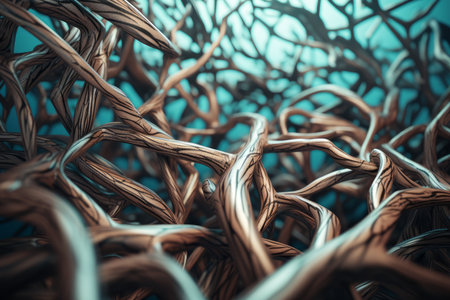 Wood branches 3d. nature summer forest. Generate AIの素材