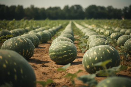 watermelon field. summer food fruit. Generate AIの素材