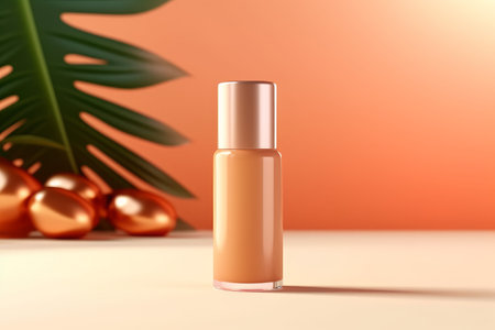 Cosmetic sun bottle background. shadow spa. Generate AIの素材