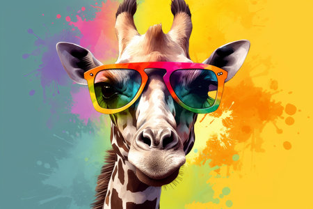 giraffe glasses. face fun zoo. Generate AIの素材