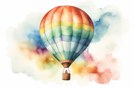 hot air balloon watercolor. colorful adventure. Generate AIの素材